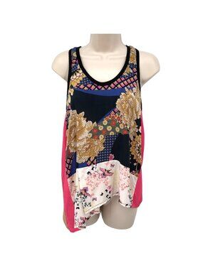 Zara W&B Collection Multicolor Floral & Bird Print Asymmetrical Hem Tank Top M